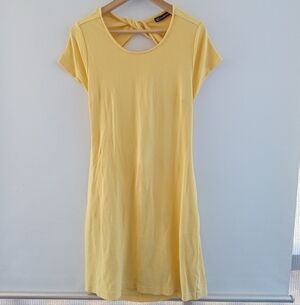 New York & Company Yellow Twist-Back Mini Dress - Size Medium